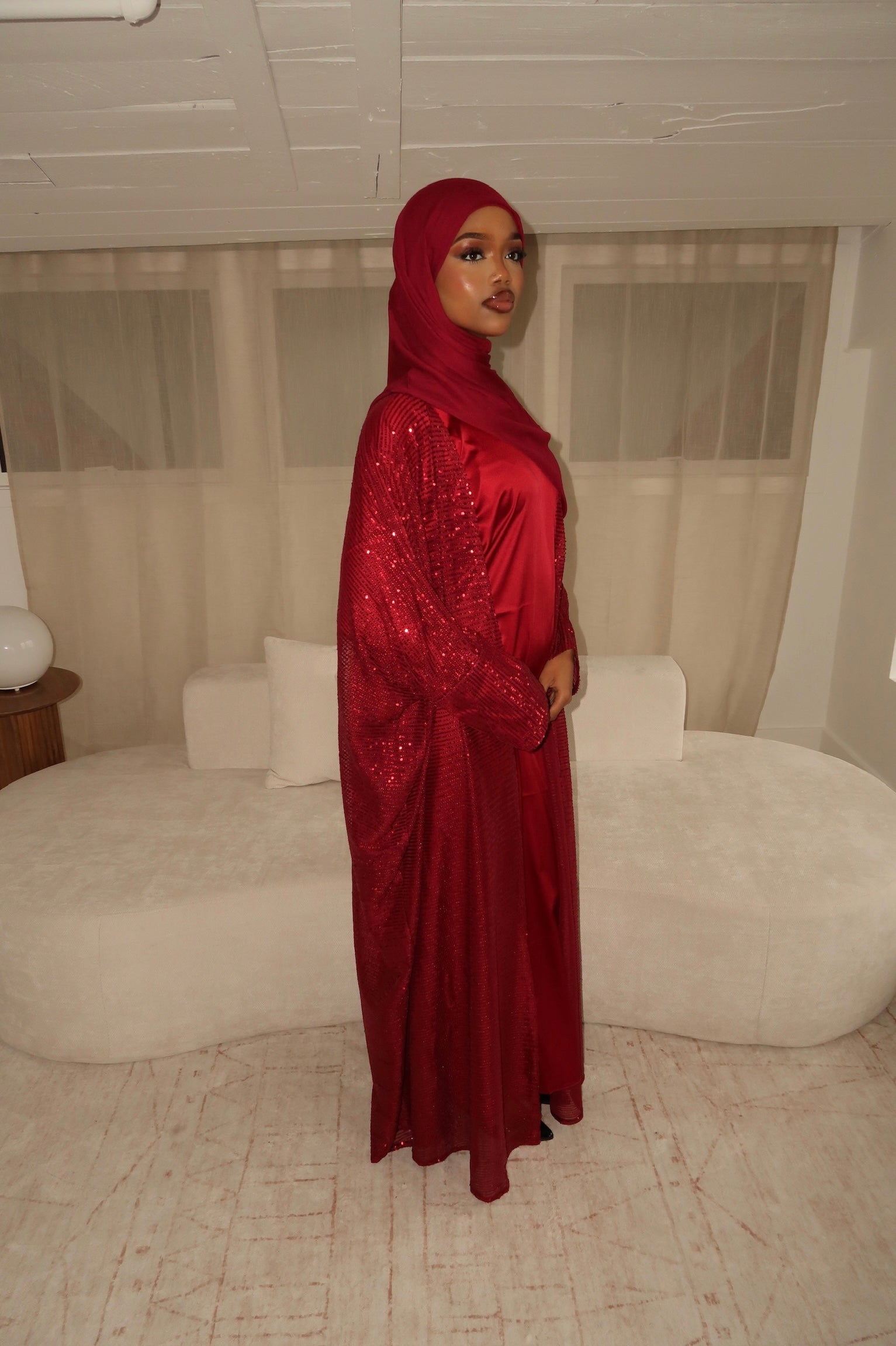 Red Sequin Abaya