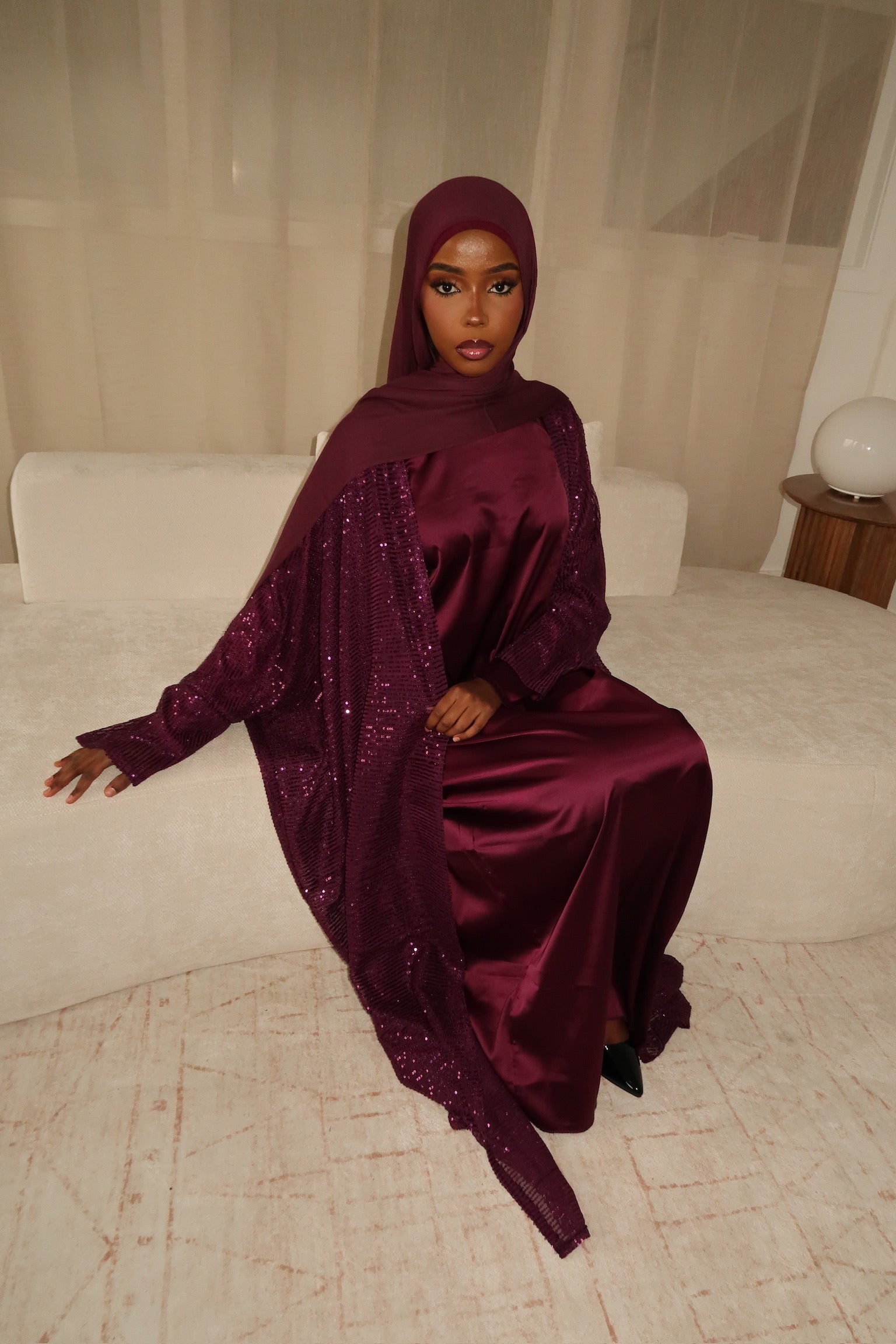 Plum Sequin Abaya