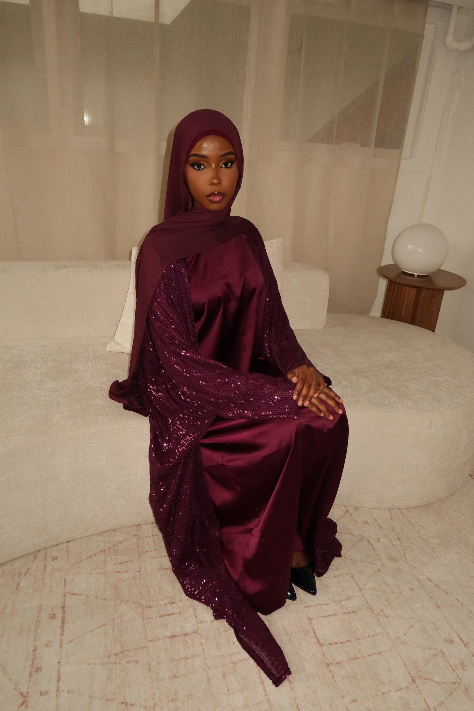 Plum Sequin Abaya