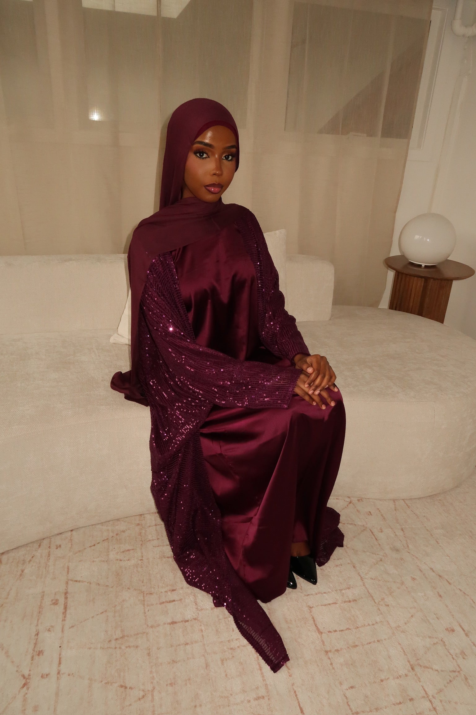 Plum Sequin Abaya