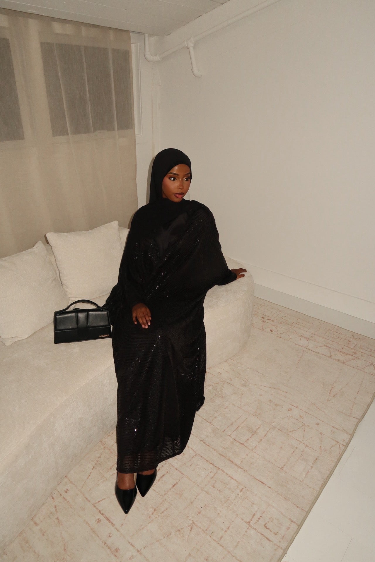 Black Sequin Abaya