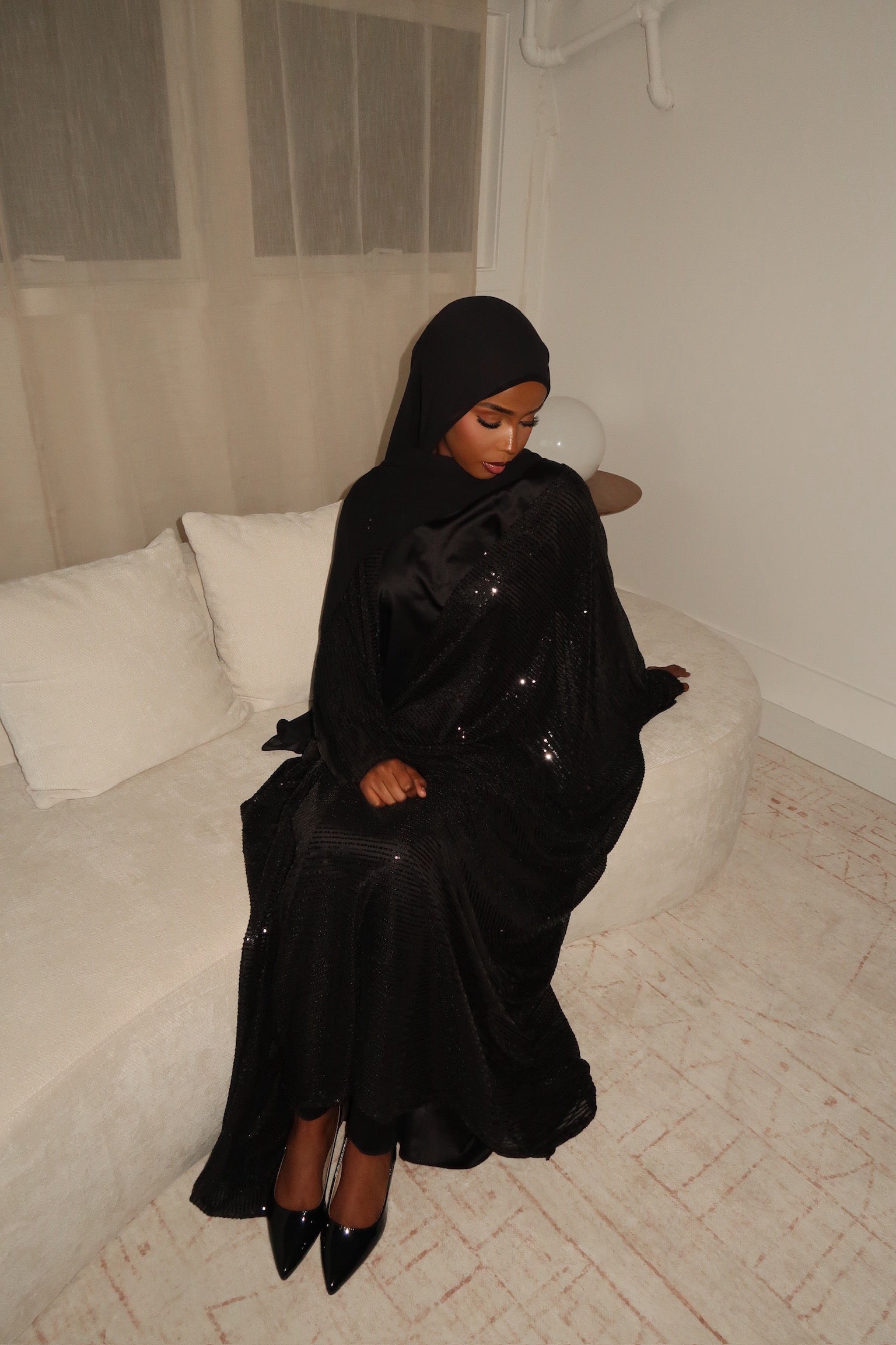 Black Sequin Abaya