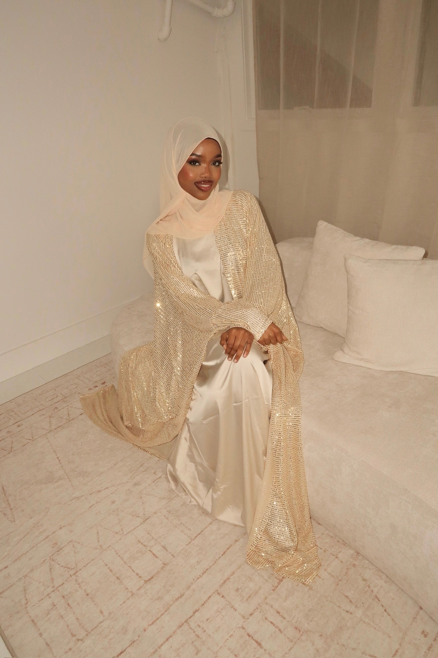 Gold Sequin Abaya By Salema Gold Sequin Abaya By Salema